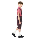 Children‘s Red Plaid Shirt Beer Strap Pants Cosplay Costume Outfits Halloween Carnival Party Disguise Suit
